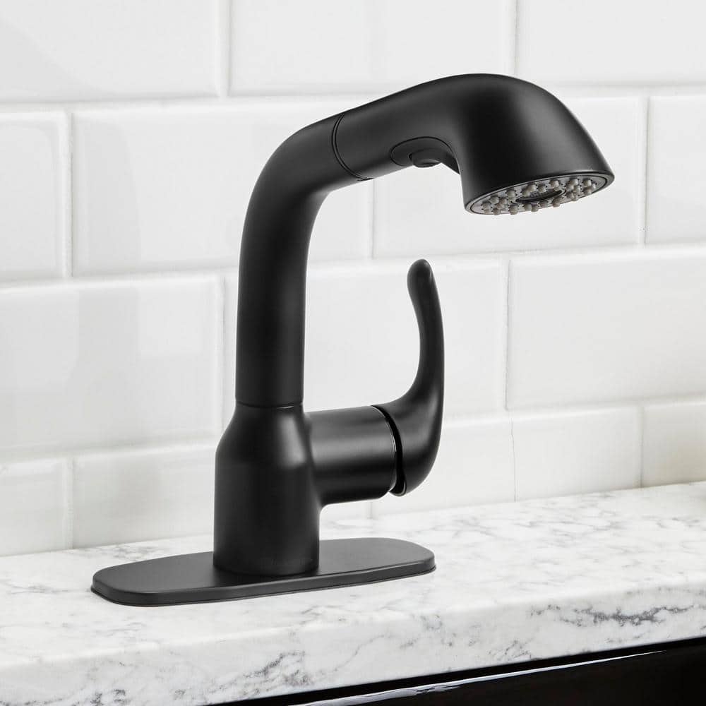 Glacier Bay Dunning Single Handle Pull Out Sprayer Laundry Utility Faucet in Matte Black (3)