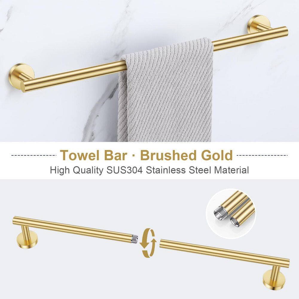 KHKFY 10-Piece Brushed Gold Stainless Steel Bathroom Hardware Set, Towel Bars, Paper Holders, Hooks, and Towel Rings (2)