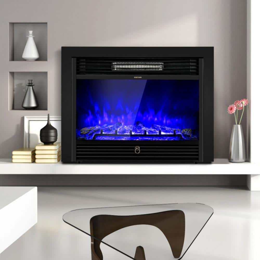 Clihome 28.5 in. 750W/1500W Freestanding and Recessed Electric Fireplace Insert w 3 Flame Color, Timer, Remote Control (1)