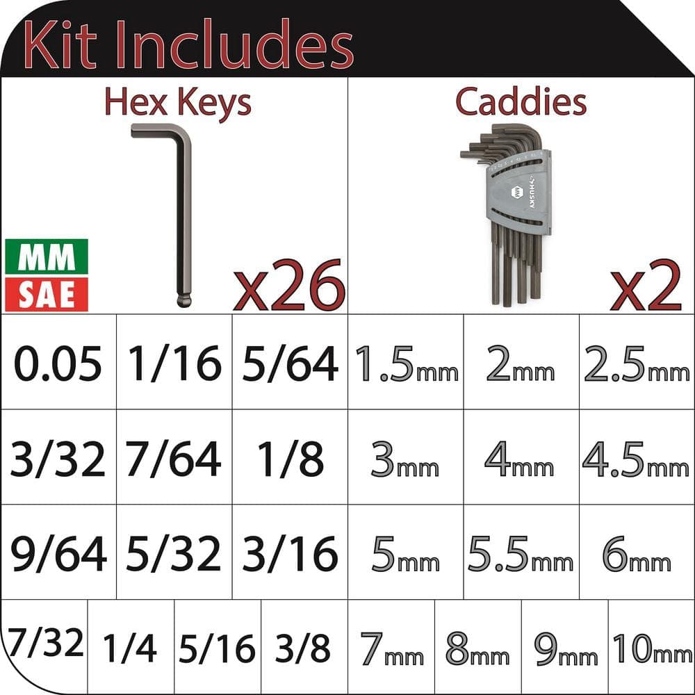 Husky Ball End Hex Set, SAE/MM (26-Piece) (2)