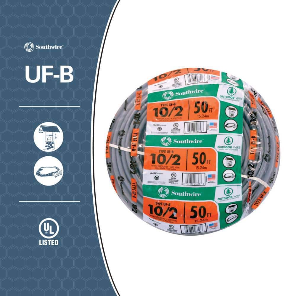 Southwire 10/2 Solid CU UF-B W/G Wire (3)