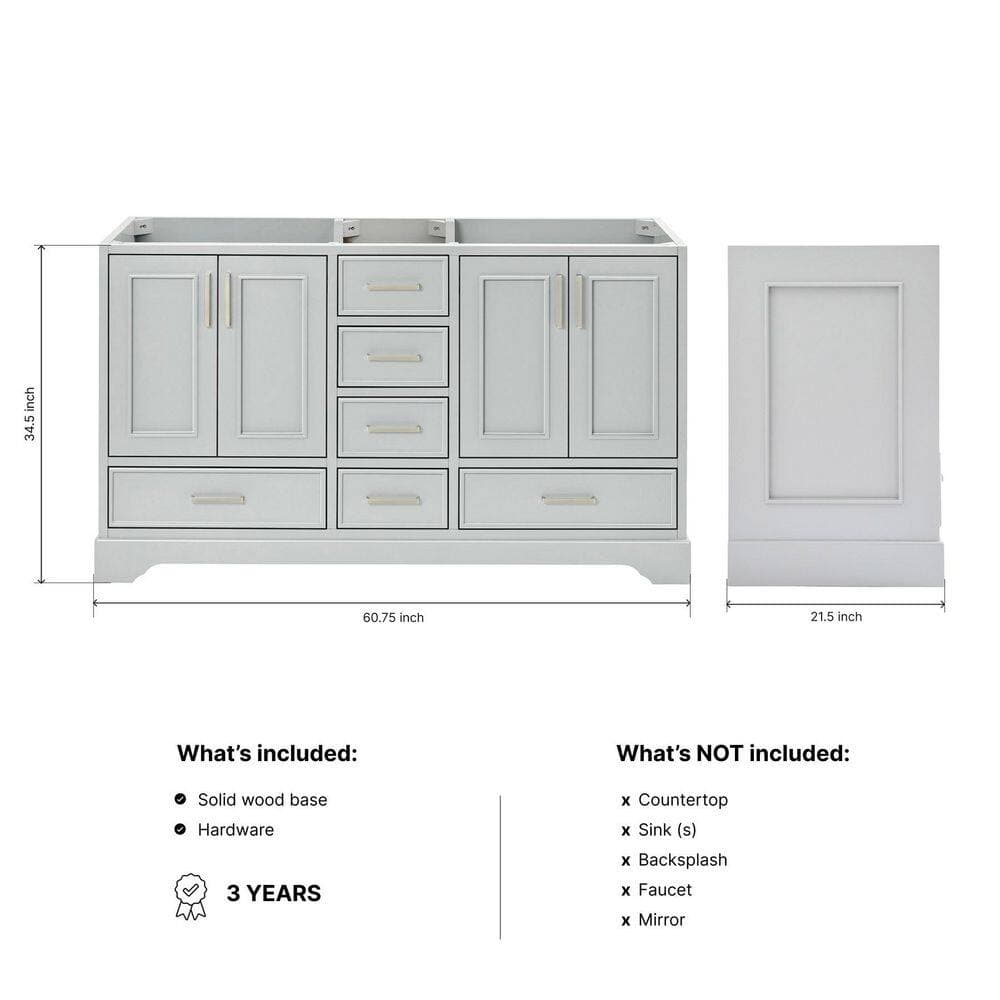 ARIEL Stafford 60.75 in. Freestanding Bathroom Vanity Cabinet without Top (Assembled) (2)