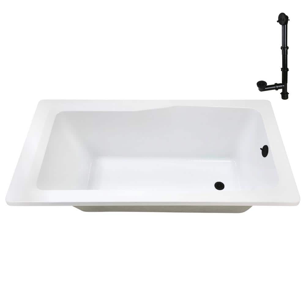 Streamline N-4400-757-BL 60 in. 32 in. Rectangular Acrylic Soaking Drop-In Bathtub, with Drain Matte Black (4)