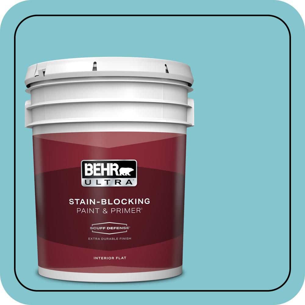 BEHR ULTRA 5 gal. #520D-4 Shallow Sea Extra Durable Flat Interior Paint & Primer
