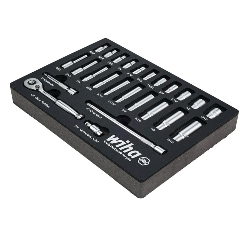 Wiha 1/4 in. Deep Socket Tray Set - SAE (25-Piece) Drive Professional Standard (3)