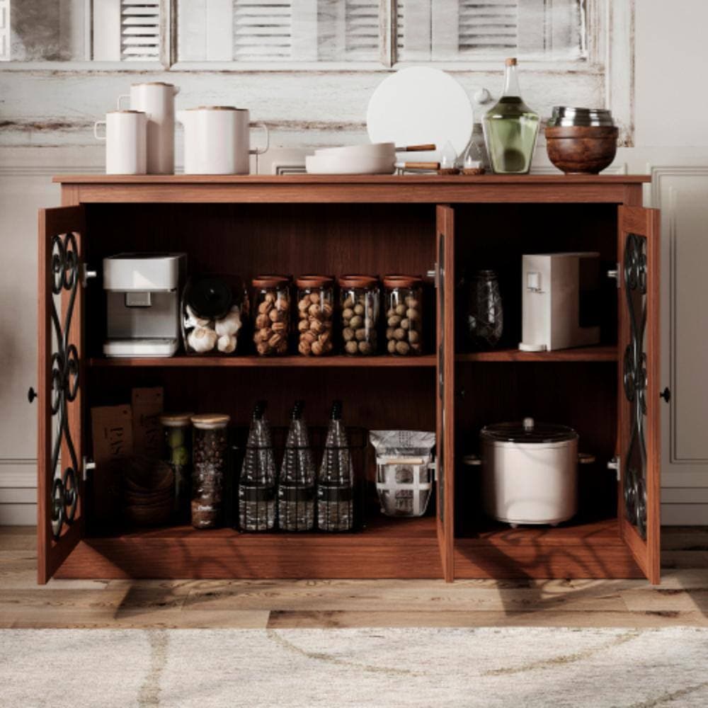 Unbranded 46.5 in. W x 11.75 in. D x 31.25 in. H Bathroom Brown Linen Cabinet (3)