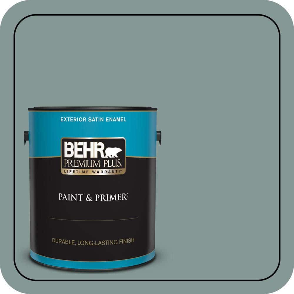 BEHR PREMIUM PLUS 1 gal. #T18-15 In The Moment Satin Enamel Exterior Paint & Primer