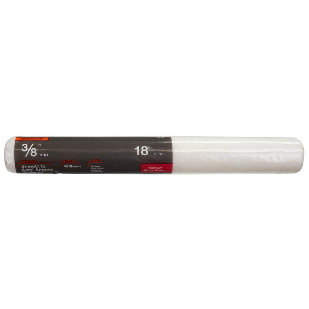 PRIVATE BRAND UNBRANDED Premium 18 in. x 3/8 in. Shed Resistant White Woven Paint Roller Cover