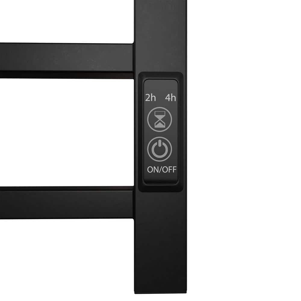 Siavonce Towel Warmer 6 Bar Electric Heated Towel Rack Wall Mount Plug-in Bath Towel Heater Matt with Timer in Black (2)