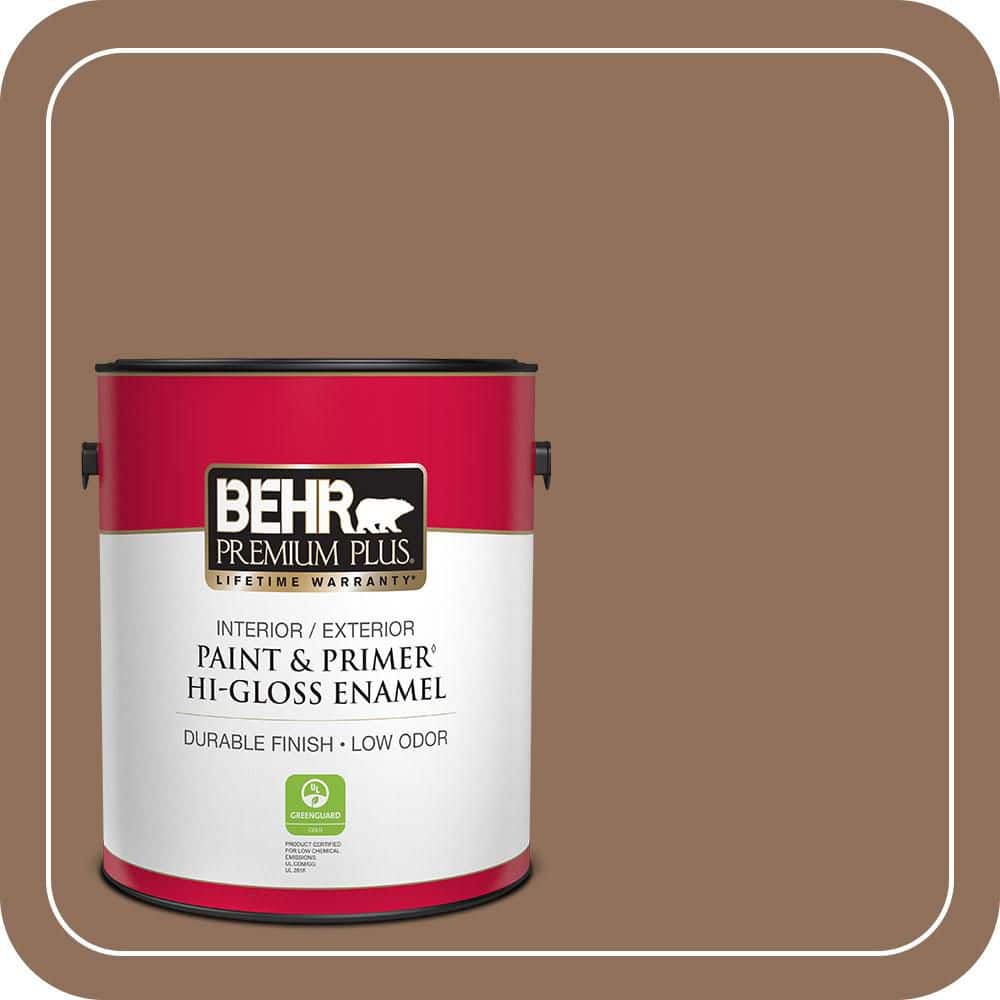 BEHR PREMIUM PLUS 1 gal. #N240-6 Wild Mustang Hi-Gloss Enamel Interior/Exterior Paint & Primer