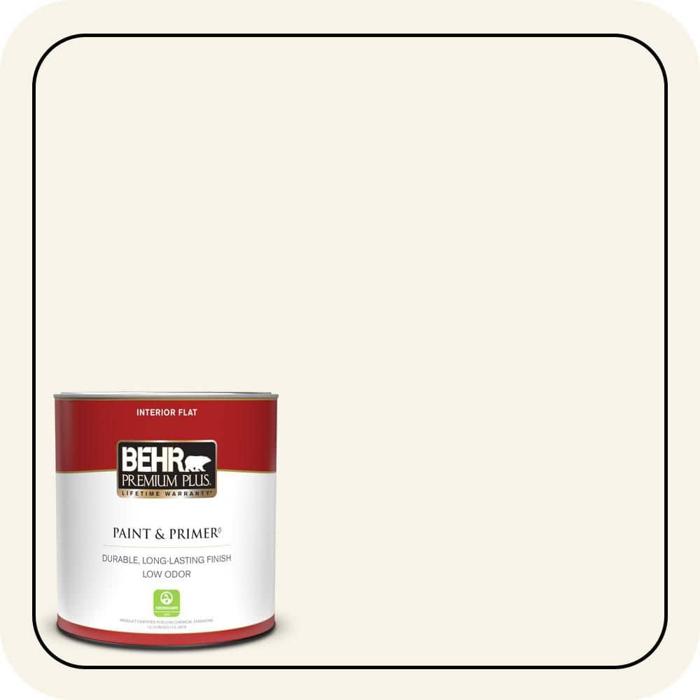 BEHR PREMIUM PLUS 1 qt. Designer Collection #DC-005 Natural White Flat Low Odor Interior Paint & Primer (1)