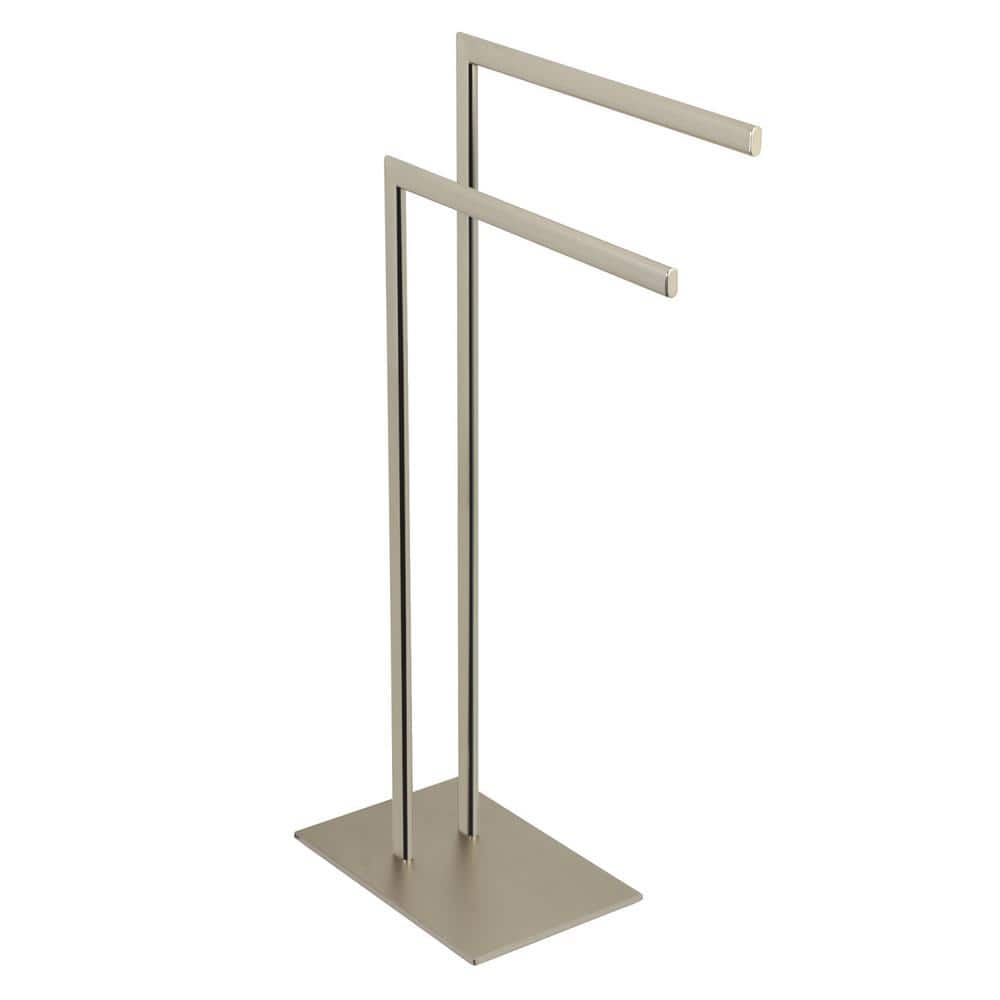 Kingston Brass Edenscape Pedestal 2-Bar Towel Rack in Brushed Nickel (1)