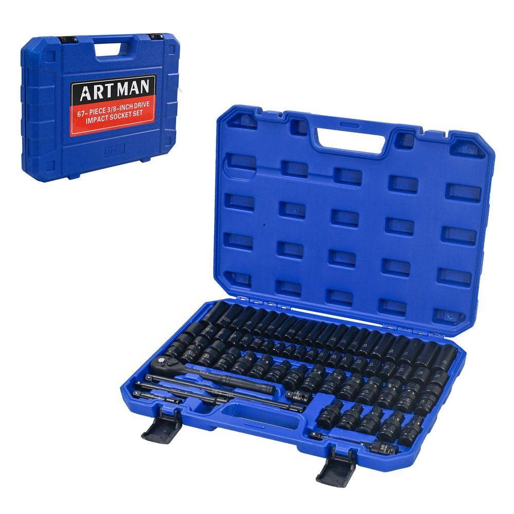 Damodpoy 67-Piece Air Tool Kit, Long and Short Sets, Universal Short Sets, Extension Rods, Universal Connectors, Ratchet Wrenches