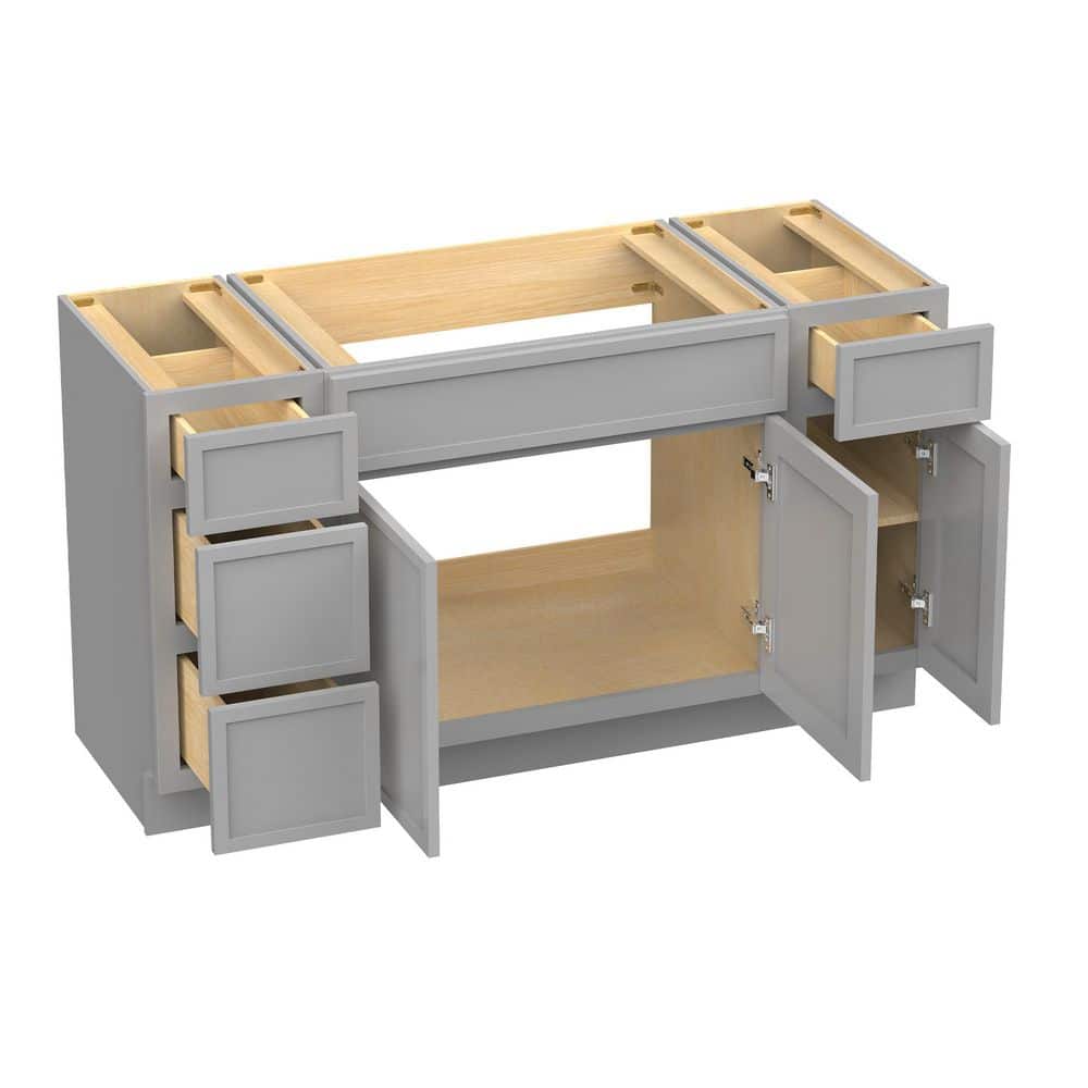 Vanity Art Colton 3-Door and 4-Drawer Freestanding Shaker Bathroom Vanity Cabinet (No Top) — Unassembled (4)