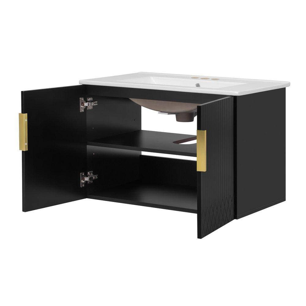 COWLOWN 30 in. W x 18.5 in. D x 20.1 in. H Bathroom Black Linen Cabinet (1)