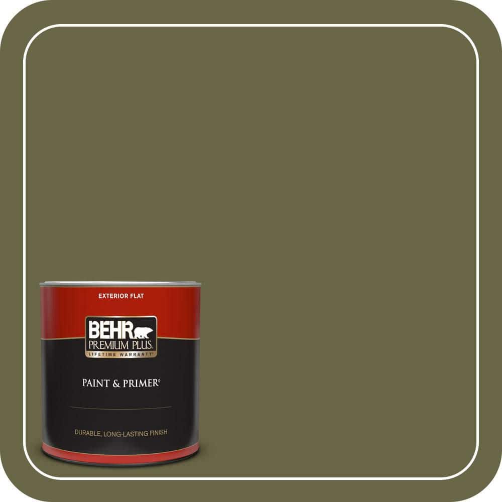 BEHR PREMIUM PLUS 1 qt. #S350-7 Cedar Glen Flat Exterior Paint & Primer