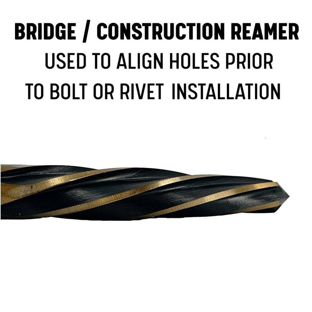 Drill America 1 in. High Speed Steel Black and Gold Bridge/Construction Reamer Bit with 1/2 in. Shank (3)