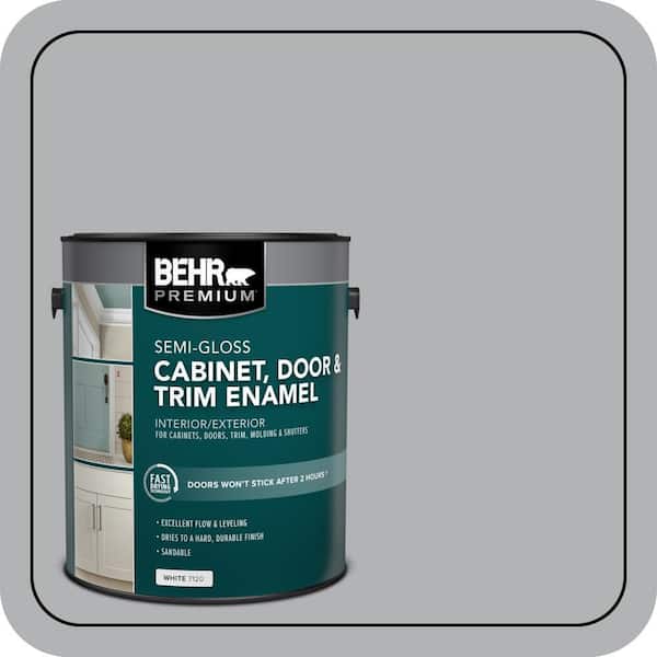 BEHR PREMIUM 1 gal. #PPU26-08 Silverstone Semi-Gloss Enamel Interior/Exterior Cabinet, Door & Trim Paint (2)