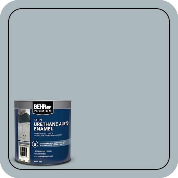 BEHR PREMIUM 1 qt. #N470-3 Half Sea Fog Satin Enamel Urethane Alkyd Interior/Exterior Paint (2)