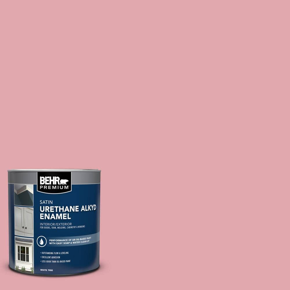 BEHR PREMIUM 1 qt. #M150-3 Apple Blossom Satin Enamel Urethane Alkyd Interior/Exterior Paint (1)