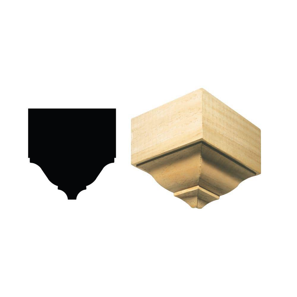 Ornamental Mouldings 1898O/S 3-1/8 in. x 5-25/32 in. x 5-7/8 in. White Hardwood Medium Outside Crown Connector Block Moulding (1)