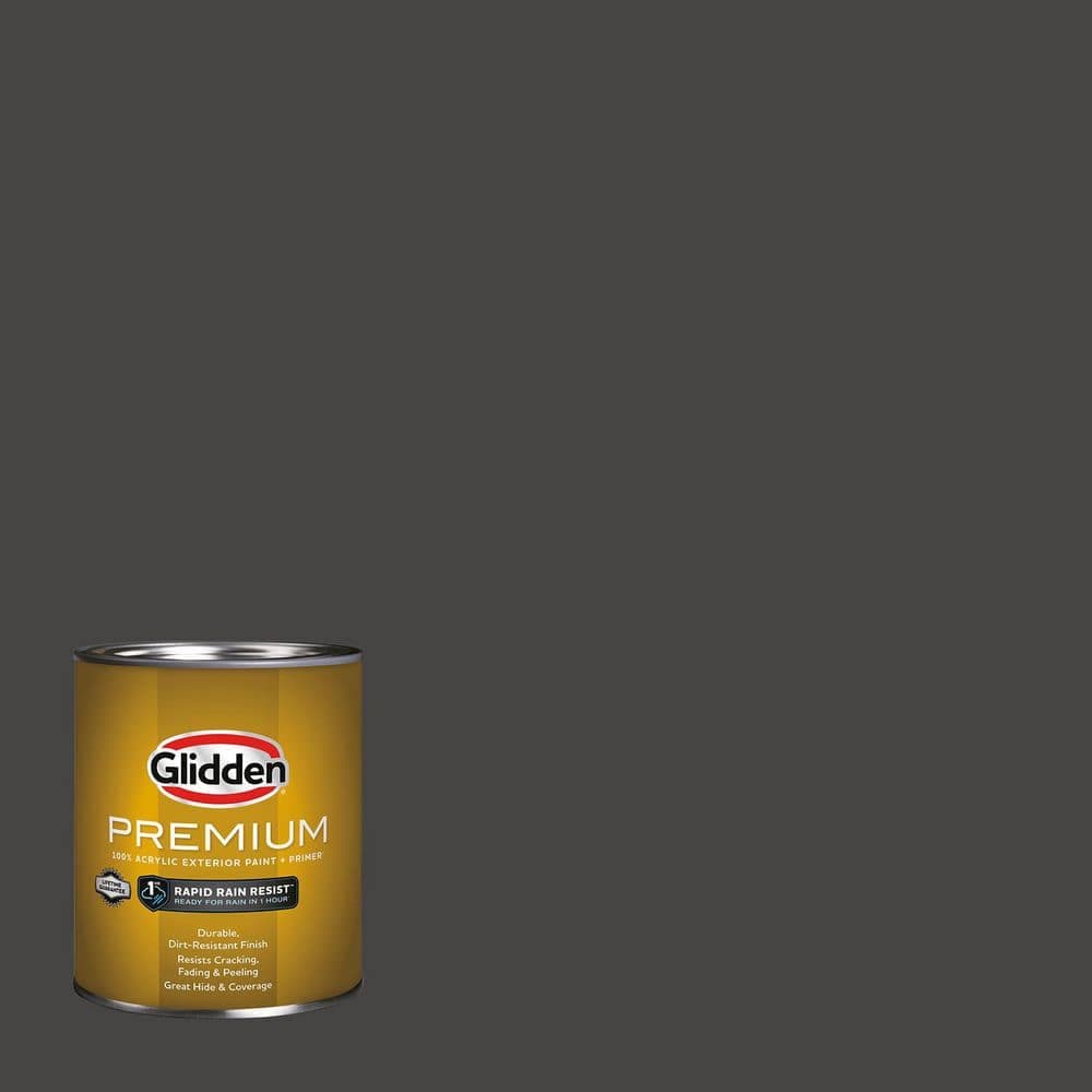Glidden Premium 1 qt. PPG1011-7 Onyx Flat Exterior Latex Paint (1)