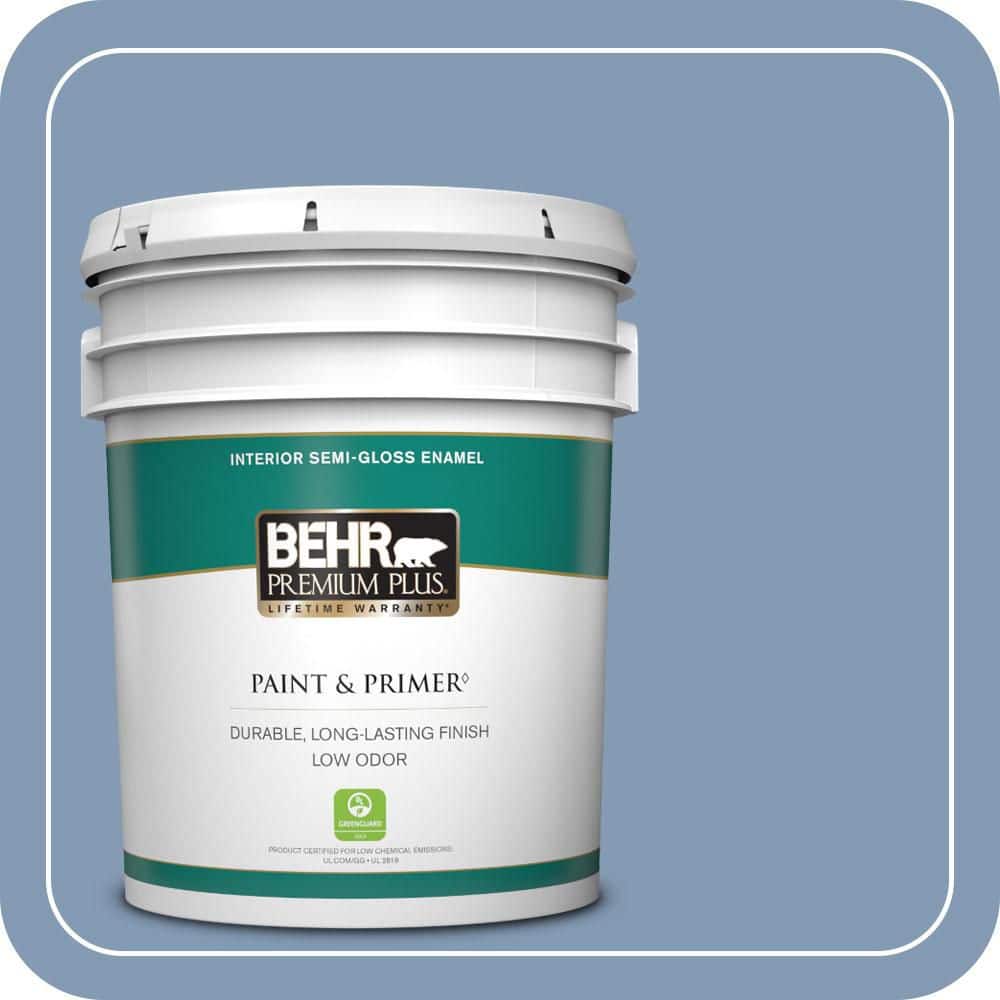 BEHR PREMIUM PLUS 5 gal. #MQ5-51 Mystery Semi-Gloss Enamel Low Odor Interior Paint & Primer