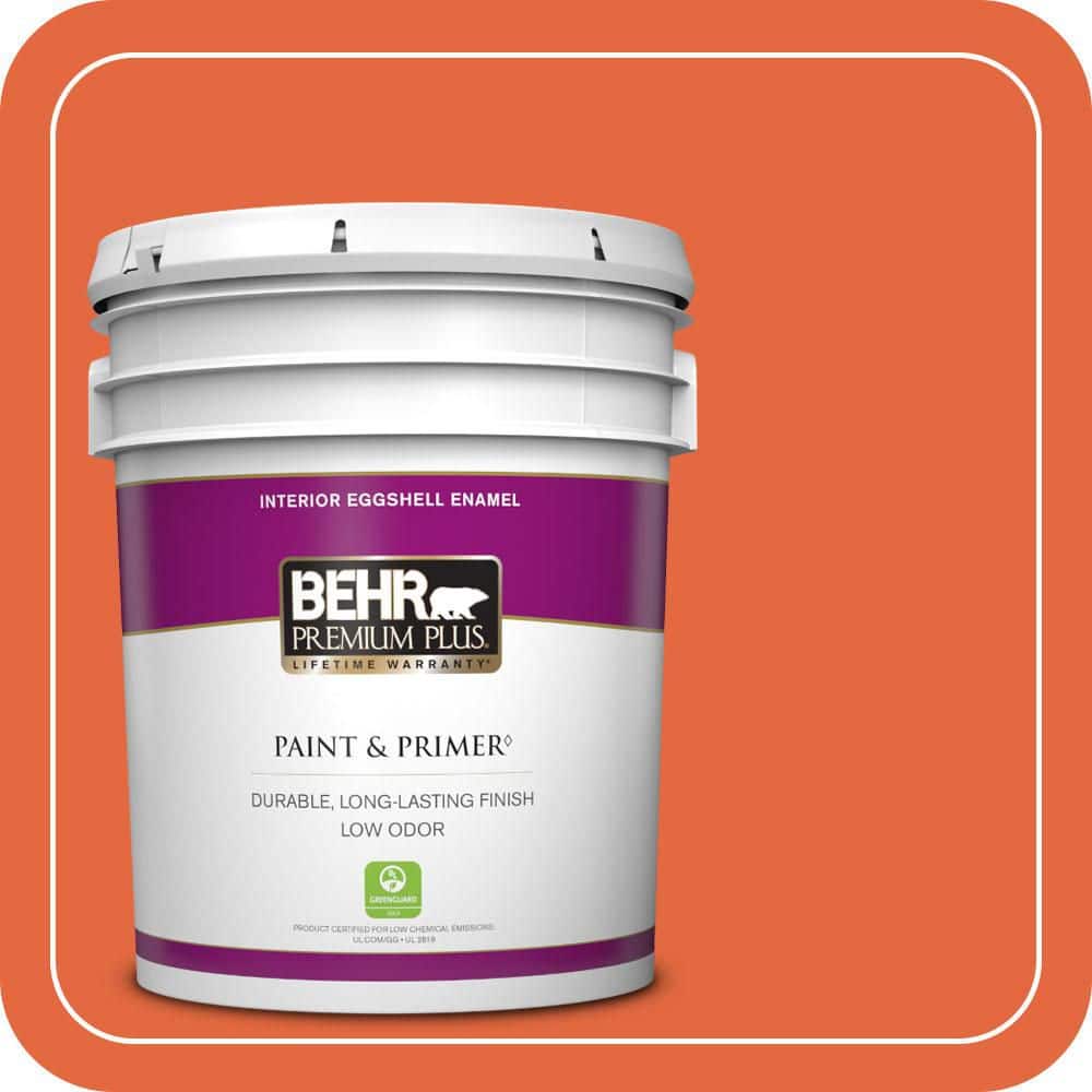 BEHR PREMIUM PLUS 5 gal. #P190-6 Emergency Zone Eggshell Enamel Low Odor Interior Paint & Primer