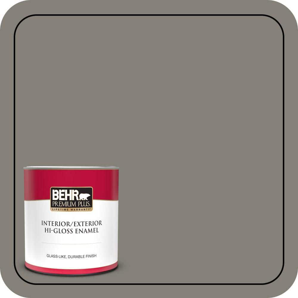 BEHR PREMIUM PLUS 1 qt. #N360-5A Wood Ash Hi-Gloss Enamel Interior/Exterior Paint & Primer (1)