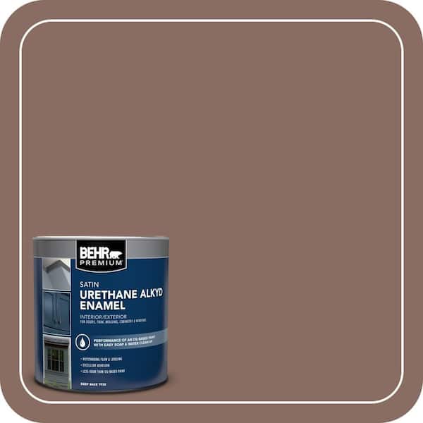 BEHR PREMIUM 1 qt. #N150-5 French Truffle Satin Enamel Urethane Alkyd Interior/Exterior Paint (2)