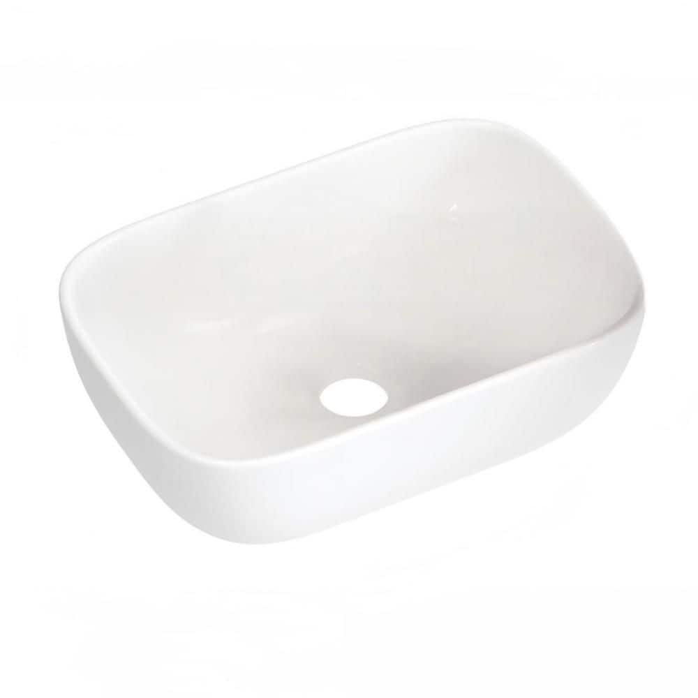 Helhom 14.5 in. x 10 in. Bathroom Vessel Sink Above Counter, White Porcelain Ceramic Sink, Vanity Sink Lavatory Wash Basin