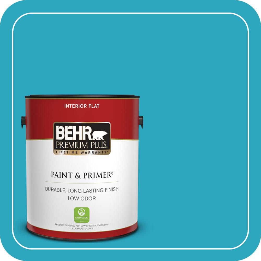 BEHR PREMIUM PLUS 1 gal. #MQ4-52 Gulf Waters Flat Low Odor Interior Paint & Primer (1)