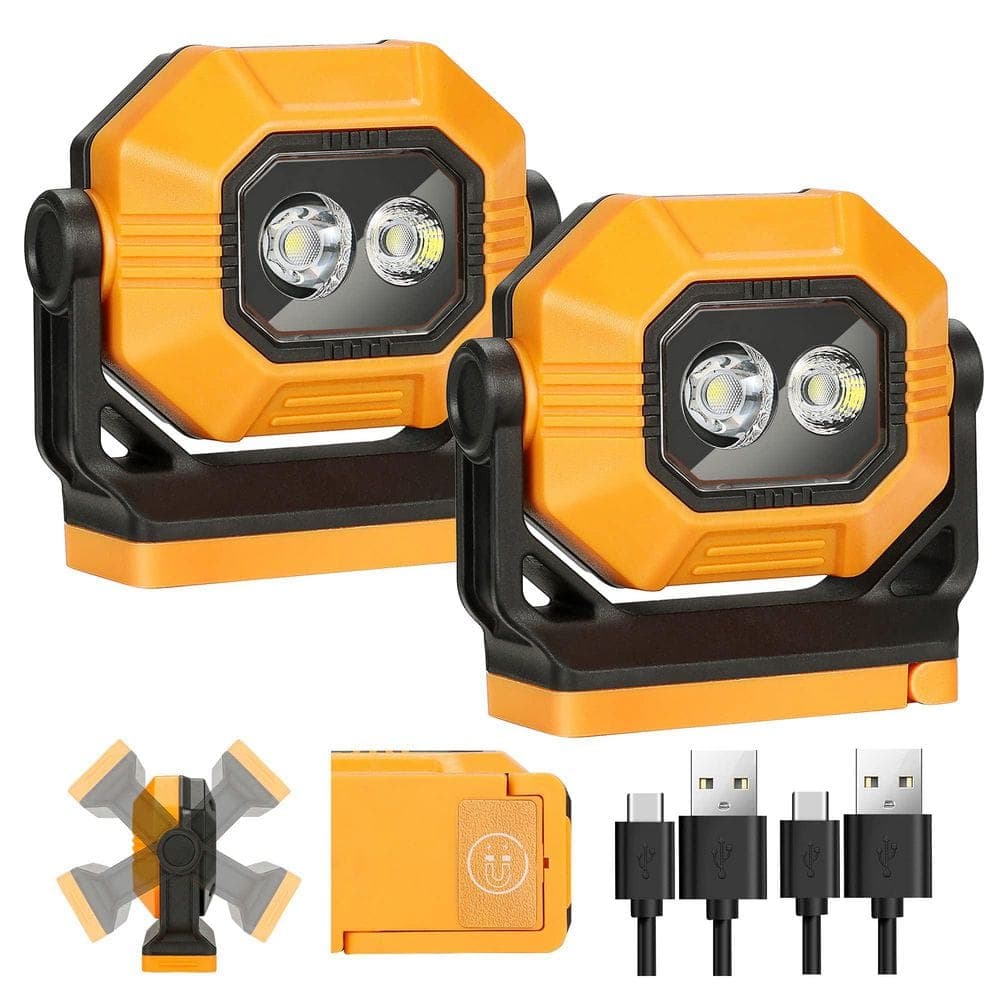 BeamBox LED Rechargeable Work Light 7.4-Volt 1500 Lumen Portable COB Magnetic Lights (2-Pack) (1)
