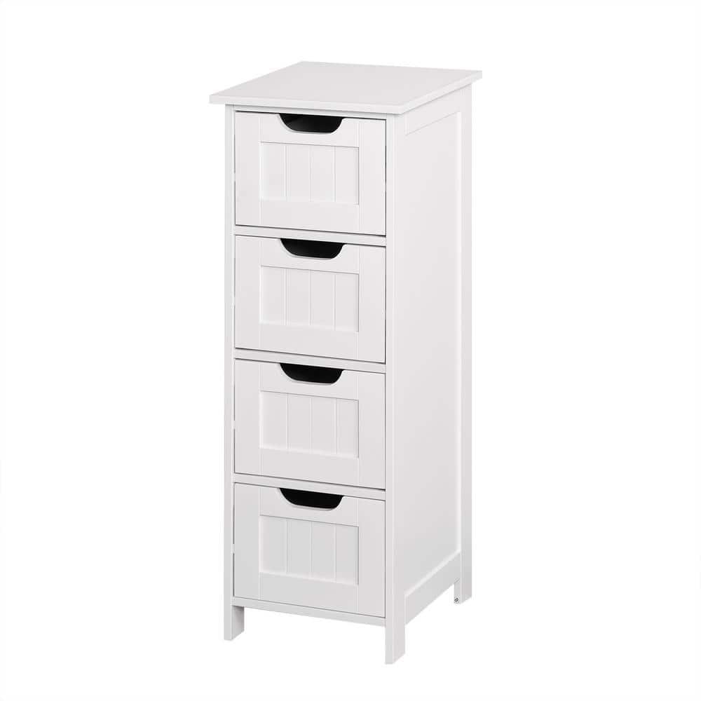 Unbranded 11.9 in. W x 11.9 in. D x 32.7 in. H White Linen Cabinet with 4 Drawers (1)