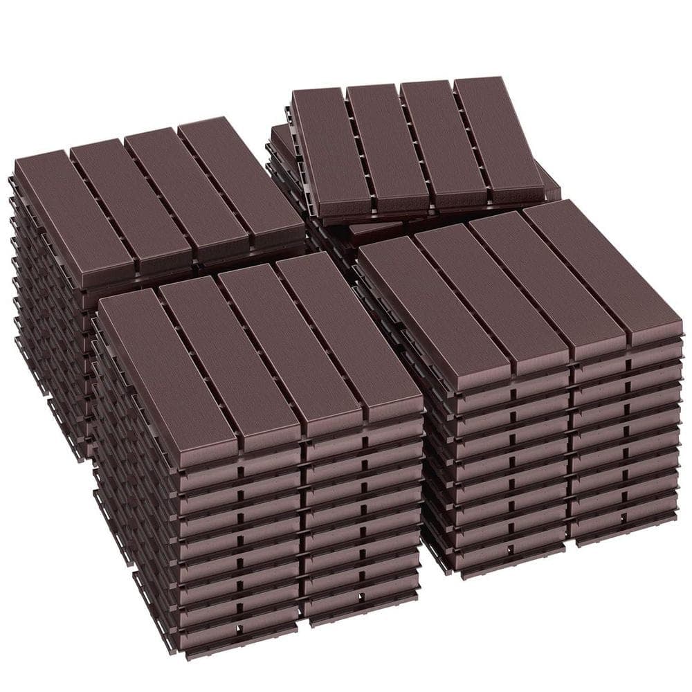 Pro Space 12 in. x 12in. Plastic Interlocking Flooring Deck Tiles 44pack,Brown (1)