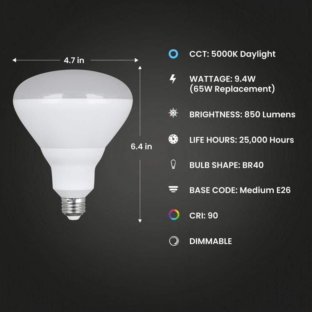 Feit Electric 65-Watt Equivalent BR40 Dimmable 90+ CRI Recessed CEC Title 20 E26 Flood LED Light Bulb, Daylight 5000K (2-Pack) (3)