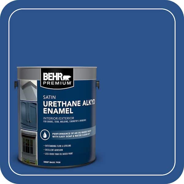 BEHR PREMIUM 1 gal. #P520-7 Flashy Sapphire Urethane Alkyd Satin Enamel Interior/Exterior Paint (2)