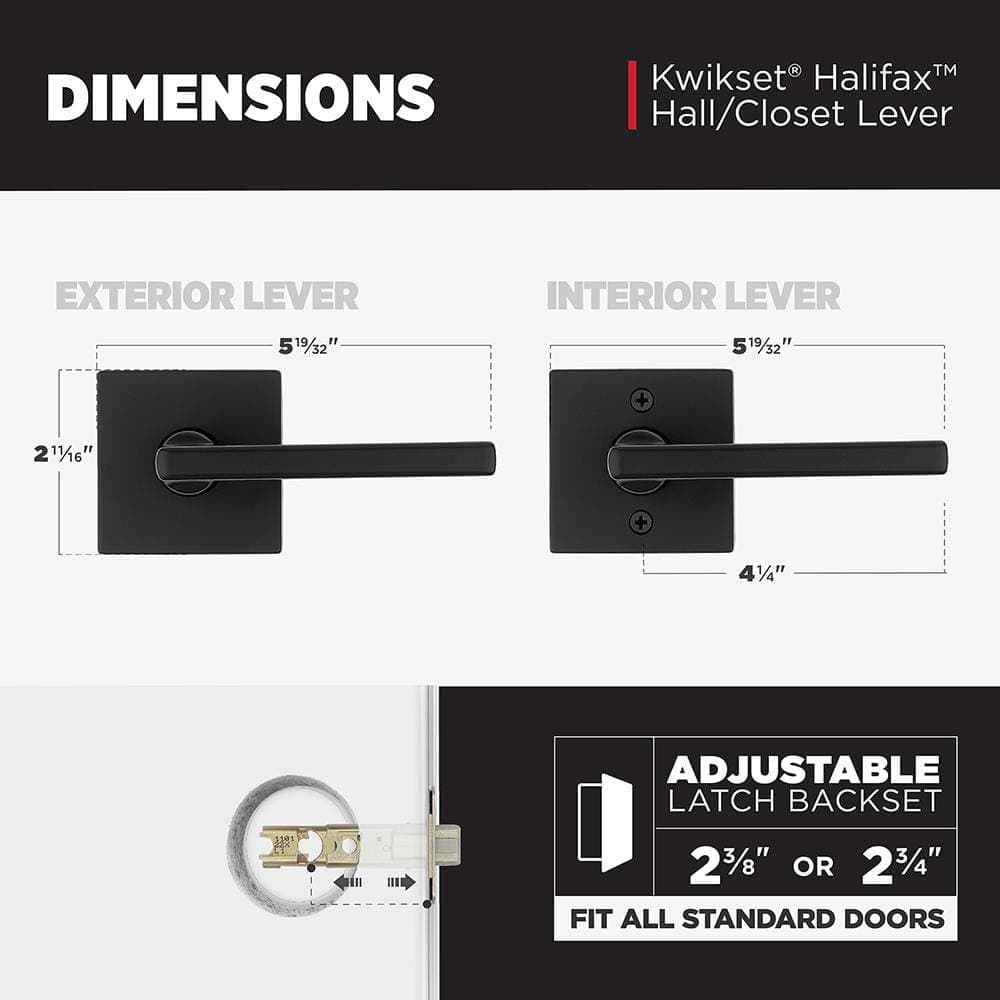 Kwikset Halifax Square Matte Black Hall/Closet Passage Door Handle (4)