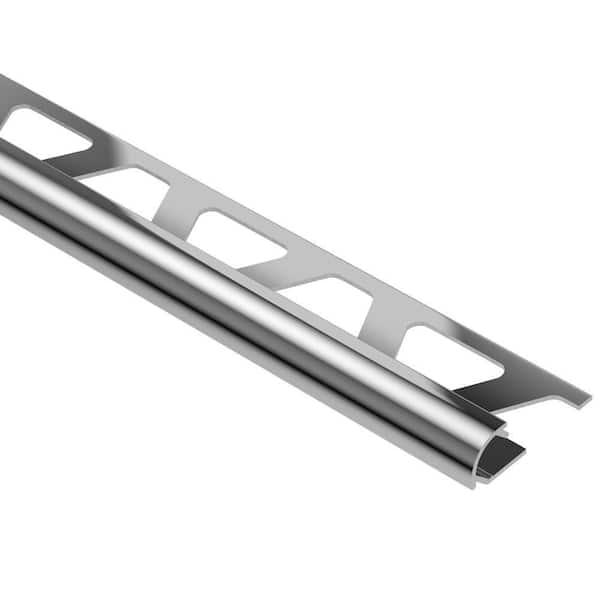 Schluter Rondec Polished Chrome Anodized Aluminum 1/2 in. x 8 ft. 2-1/2 in. Metal Bullnose Tile Edging Trim