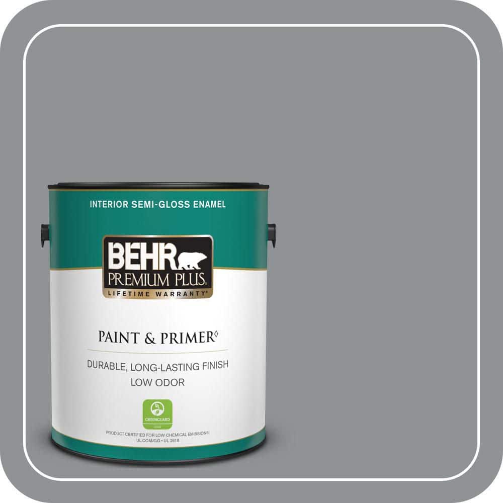 BEHR PREMIUM PLUS 1 gal. #770F-4 Gray Area Semi-Gloss Enamel Low Odor Interior Paint & Primer