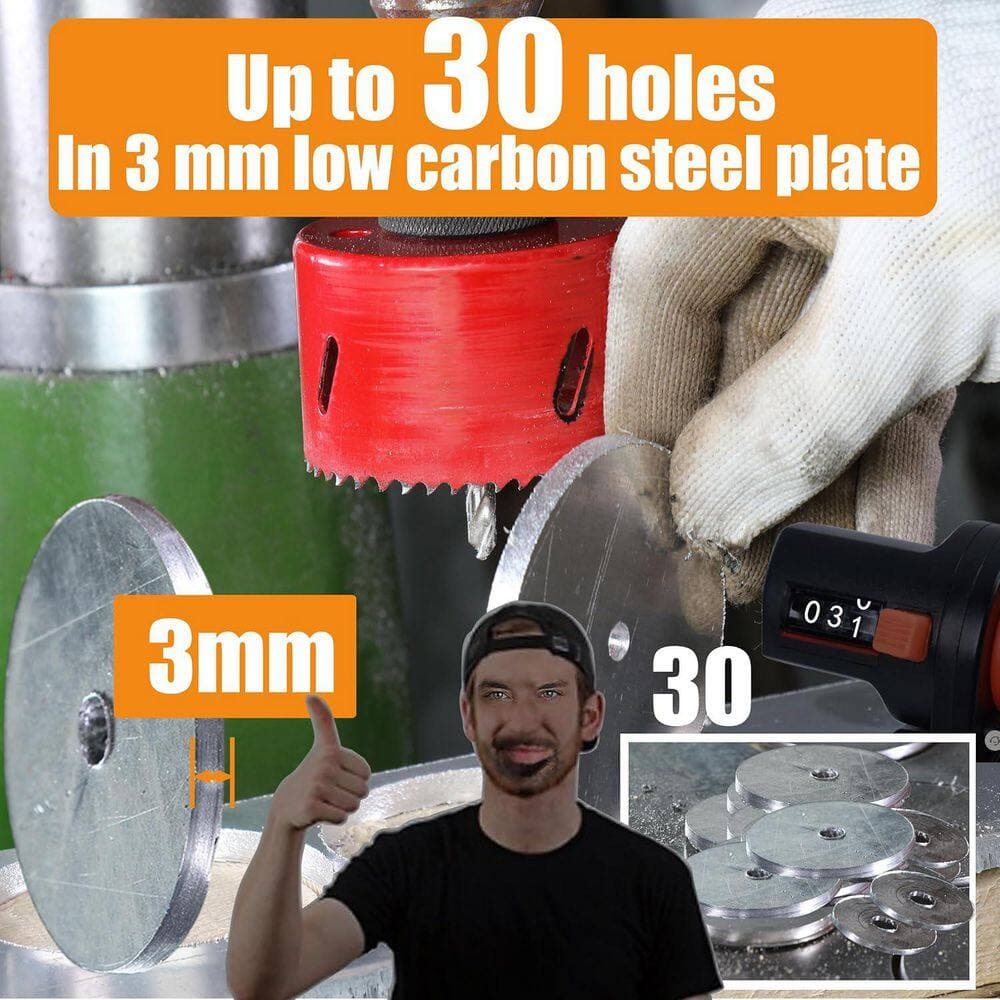 Unbranded Bi Metal Hole Saw Cutter with Arbor 3-5/8 Heavy Duty for Wood Drywall Plastic Aluminum Mild Steel Iron Metal (2)