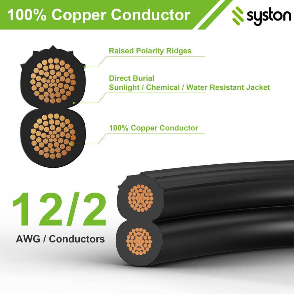 Syston Cable Technology Black 12/2 Stranded Bare Copper Low-Voltage Landscape Lighting Wire (2)