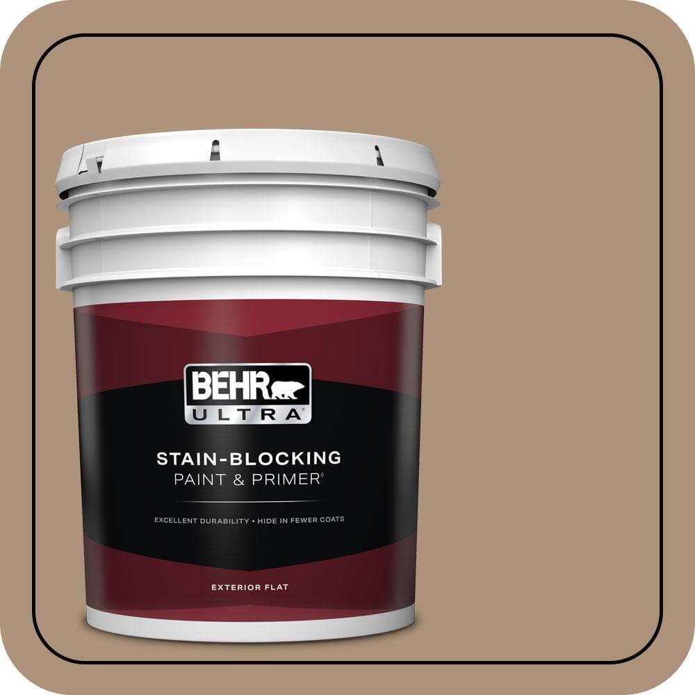 BEHR ULTRA 5 gal. #PPU4-04 Soft Chamois Flat Exterior Paint & Primer