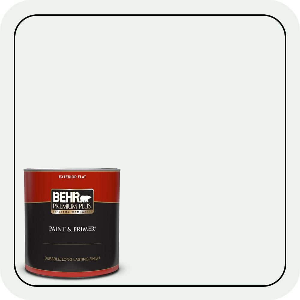 BEHR PREMIUM PLUS 1 Qt. #W-D-500 Cascade White Flat Exterior Paint & Primer