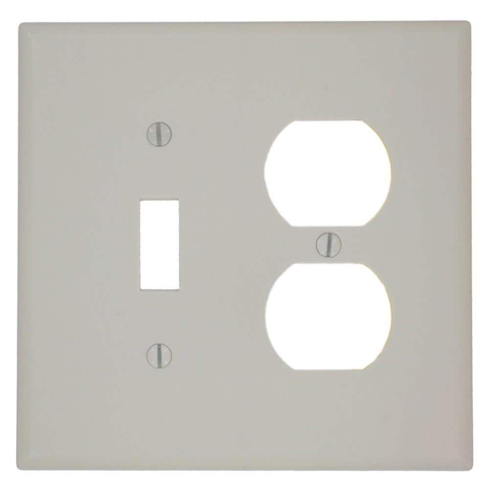 Leviton 2-Gang Light Almond 1-Toggle / 1-Duplex Outlet/Receptacle Plastic Midway/Midsize Wall Plate (1-Pack) 80505-T (1)