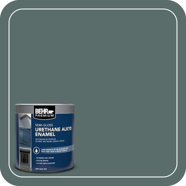 BEHR PREMIUM 1 qt. #N430-6A Hidden Gem Urethane Alkyd Semi-Gloss Enamel Interior/Exterior Paint (2)