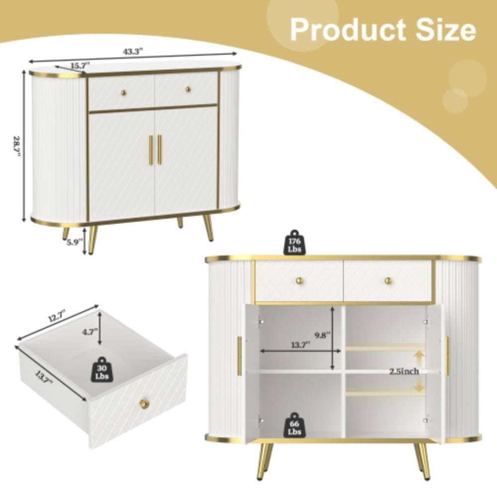 Unbranded 43.3 in. W x 15.7 in. D x 28.7 in. H Bathroom White Linen Cabinet (2)