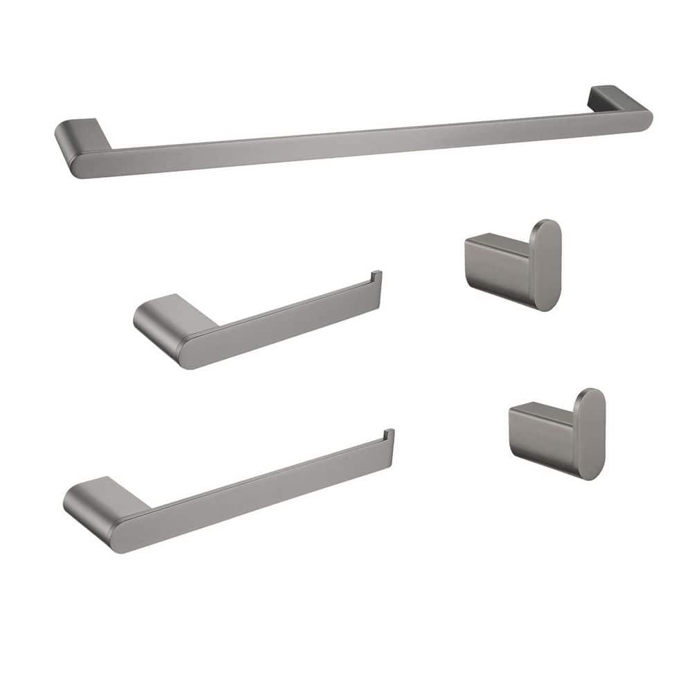 Unbranded 5-Piece Stainless Steel Bathroom Hardware Set with Mounting Hardware