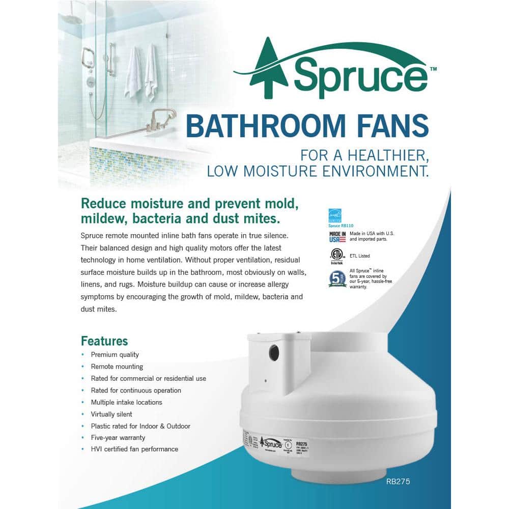 Spruce RB275 210 CFM 6 in. Inlet and Outlet Inline Ventilation Fan in White (2)