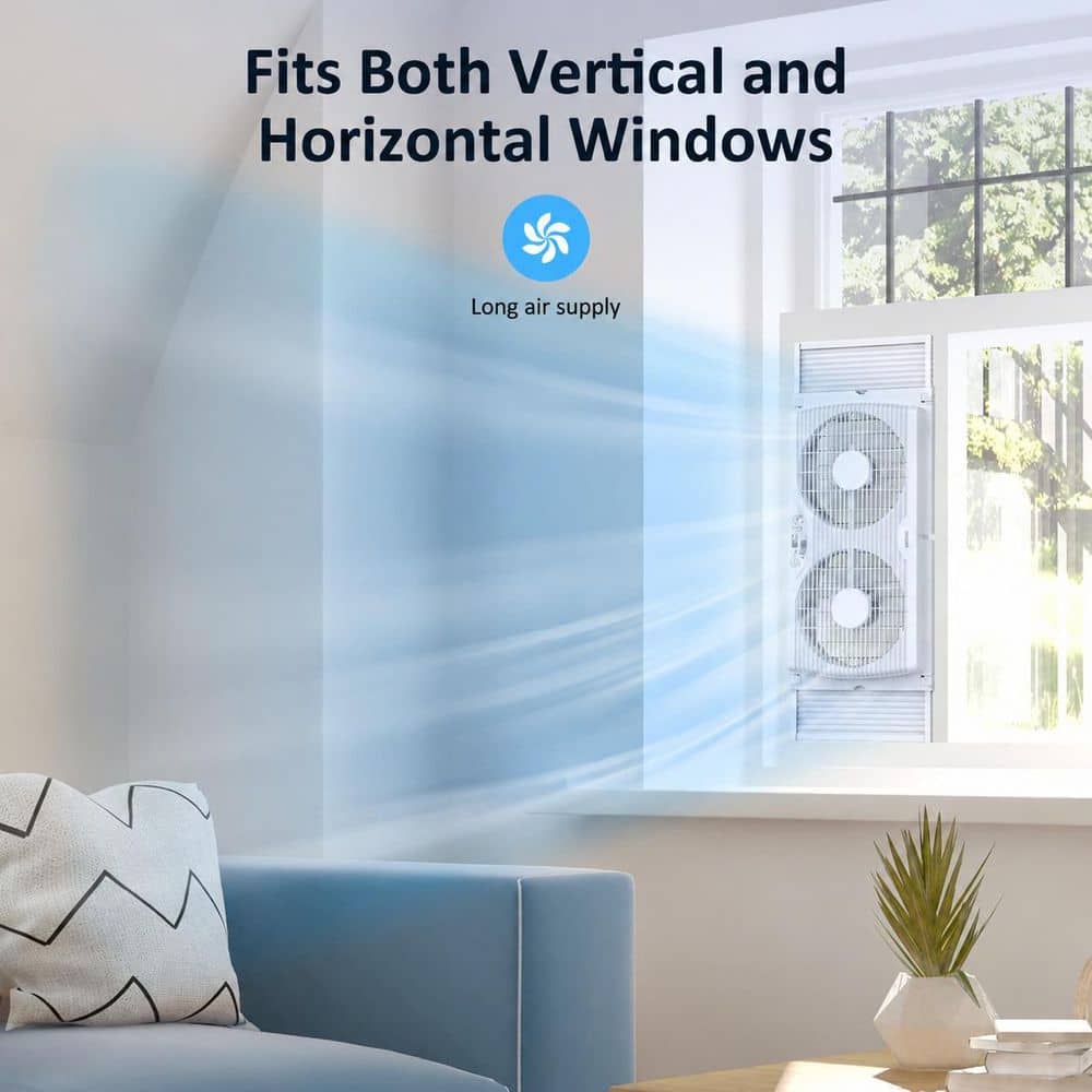Adrinfly 8.5 in. 3 Fan Speed Twin Window Fan with Reversible Airflow and Remote Control in White (3)